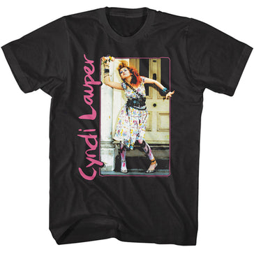 Cyndi Lauper - Painted Dress & Tights - Black t-shirt