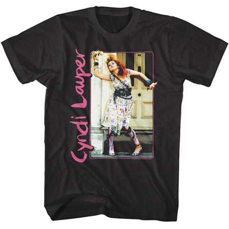 Cyndi Lauper - Painted Dress & Tights  - Black t-shirt