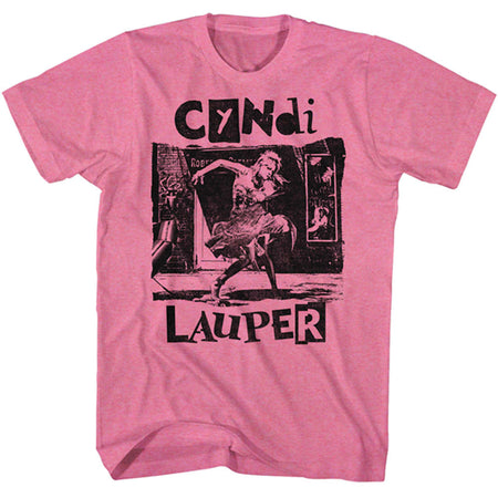 Cyndi Lauper - Torn Note Dance - Retro Pink Heather t-shirt