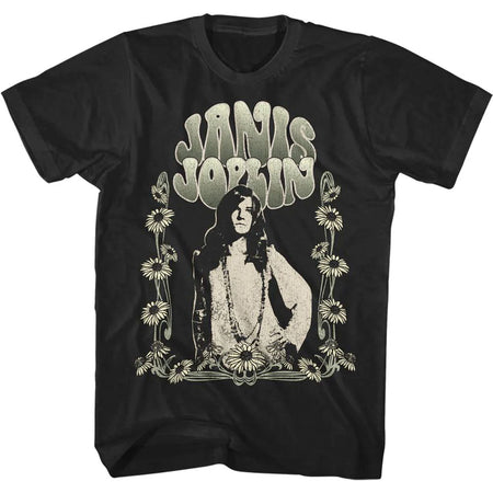 Janis Joplin - Art Nouveau Sunflowers - Black t-shirt