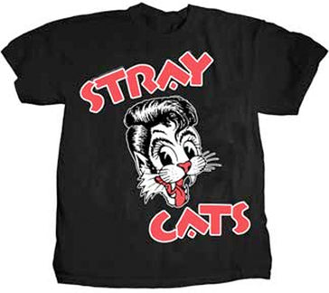 The Stray Cats-Cat Head - Black T-shirt