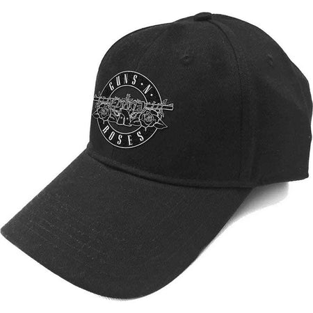 Guns N Roses- White Circle Logo - Black OSFA Baseball Cap