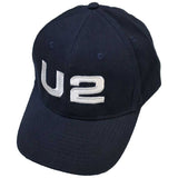U2 - White Logo -  Ex-Tour merchandise -Navy Blue OSFA Baseball Cap