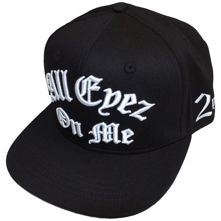 Tupac - All Eyez On Me Embroidered Logo - OSFA Black Snapback Baseball Cap
