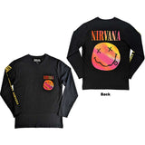 Nirvana -  Gradient Happy Face- Long Sleeve  Black t-shirt
