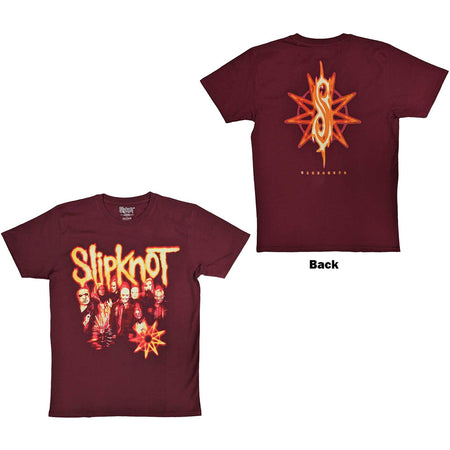 Slipknot -  The End So Far Group Photo-Tribal S - Maroon Red t-shirt