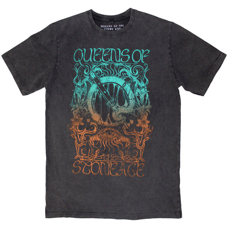 Queens Of The Stone Age - Montage - Charcoal Grey Stone Wash t-shirt