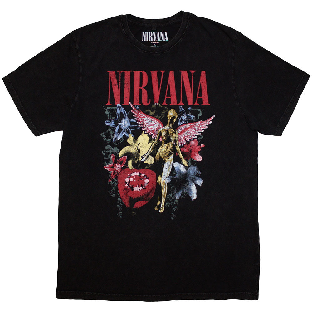 Nirvana - In Utero Vintage Collage - Black Stone Wash t-shirt