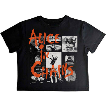 Alice In Chains - Albums Montage - Ladies Green Crop Top t-shirt