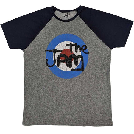 The Jam - Vintage Logo - Grey & Navy Blue Raglan t-shirt