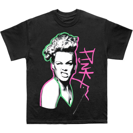 Pink - Paint Pen - Black t-shirt