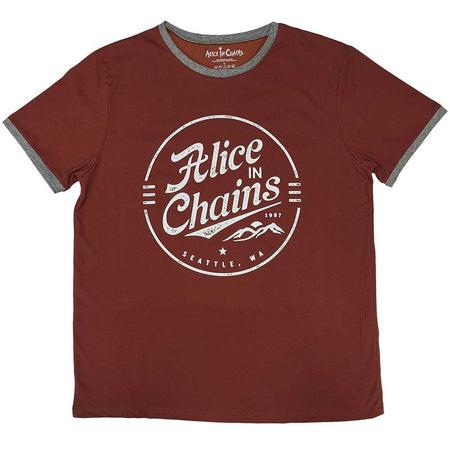 Alice In Chains - Circle Emblem - Red Ringer T-shirt