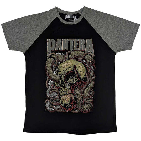Pantera - Serpent Skull - Black & Grey Raglan t-shirt