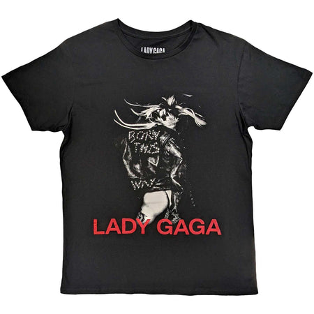 Lady Gaga - Leather Jacket - Black T-shirt