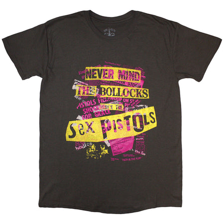 Sex Pistols - Never Mind The Bollocks Text Overlay - Charcoal Grey t-shirt