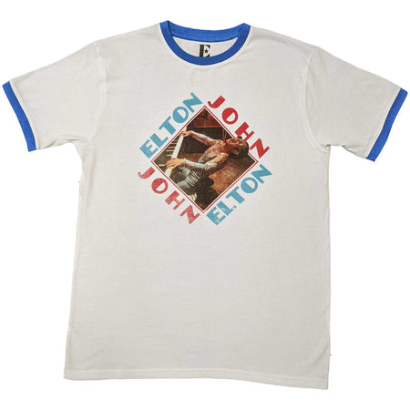 Elton John - Piano Diamond - White Ringer t-shirt