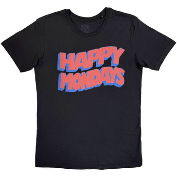 Happy Mondays - Wavy Logo - Black t-shirt