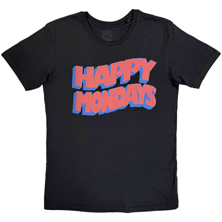 Happy Mondays - Wavy Logo - Black t-shirt