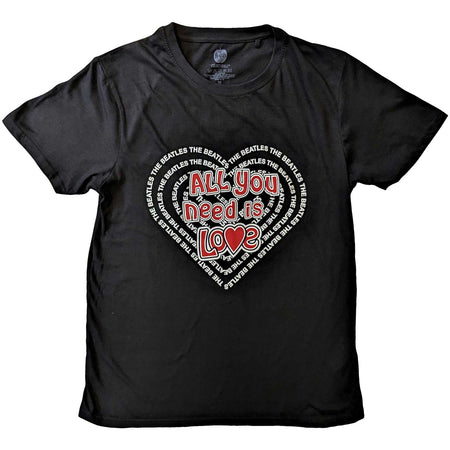 The Beatles - All You Need Is Love Heart - Black T-shirt