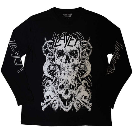 Slayer - White Skulls - Long Sleeve Black t-shirt