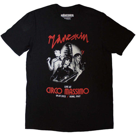 Maneskin - Live At Circo Massimo Poster 2022 Tour - Black T-shirt