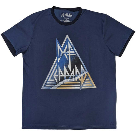 Def Leppard - Triangle Logo - Denim Blue Ringer t-shirt