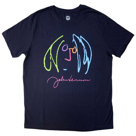 John Lennon - Self Portrait Full Color - Navy Blue  T-shirt