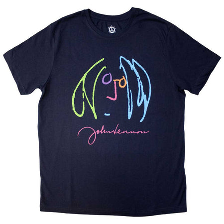 John Lennon - Self Portrait Full Color - Navy Blue T-shirt