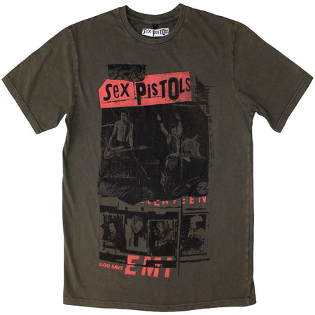Sex Pistols - Photo Collage - Green Stone Wash t-shirt