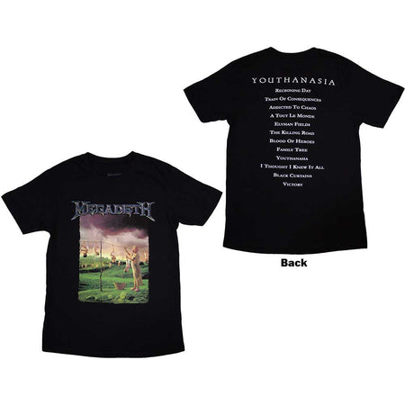 Megadeth - Youthanasia with Tracklist Backprint - Black  t-shirt