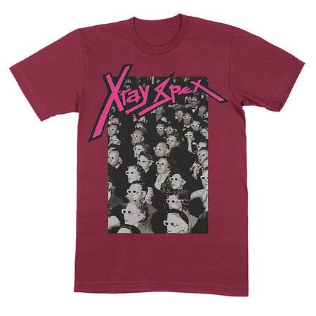 X-Ray Spex - 3D Cinema - Maroon Red t-shirt