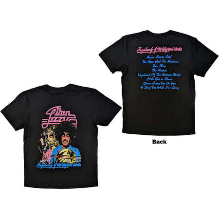 Thin Lizzy - Vagabond Of The Western World with Tracklist backprint - Black T-shirt