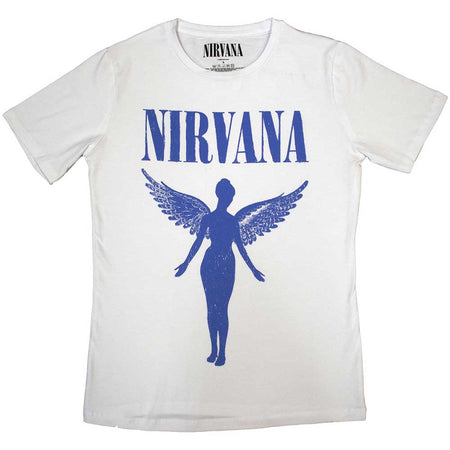 Nirvana - Angelic Blue Mono - Ladies Junior White T-shirt