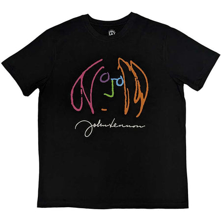 John Lennon - Self Portrait Full Color - Black  T-shirt