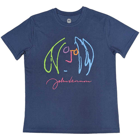 John Lennon - Self Portrait Full Color - Denim Blue T-shirt