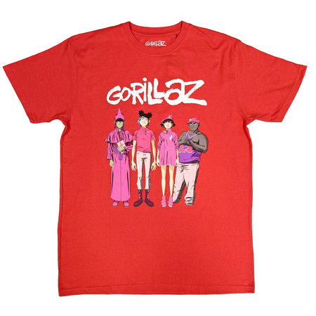 Gorillaz - Cracker Island Standing Group - Red t-shirt