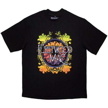 Fleetwood Mac - Circle Floral Logo - Black Oversized Boxy t-shirt