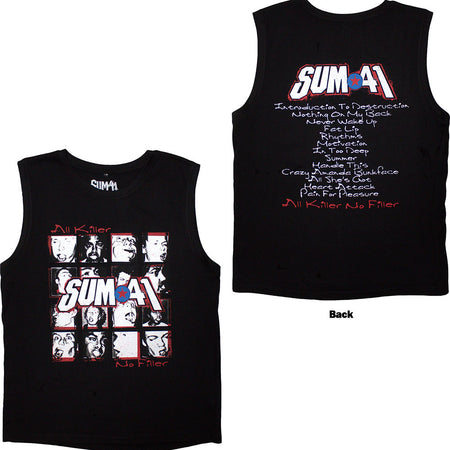 Sum 41 - All Killer No Filler Tracklist - Black Sleeveless Tank t-shirt