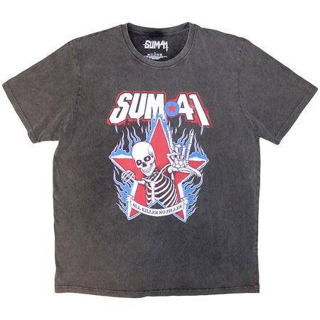 Sum 41 - All Killer No Filler Skeleton - Charcoal Grey Stone Wash t-shirt