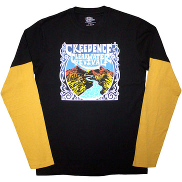 Creedence Clearwater Revival - River - Black & Yellow Layered Longsleeve t-shirt