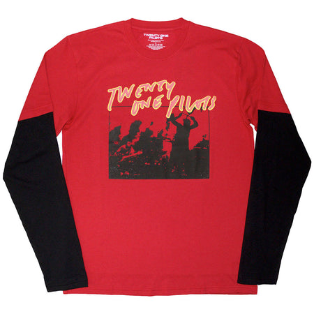 Twenty One Pilots - Live Scribble- Black & Red Layered Longsleeve t-shirt