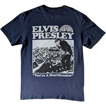 Sun Records - Elvis Presley - Elvis Heartbreaker - Navy Blue t-shirt