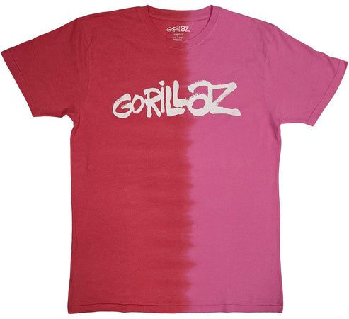 Gorillaz - Two Tone Brush Logo - Dye Wash Red t-shirt