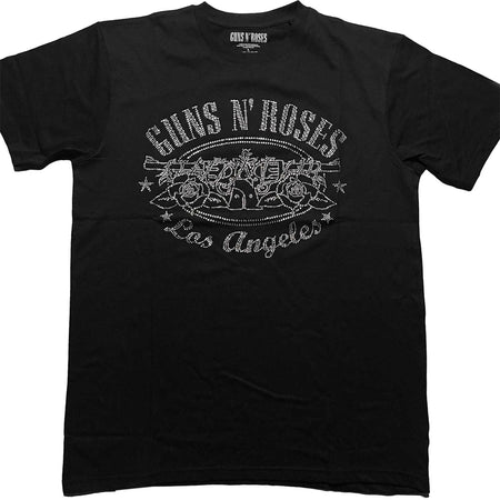 Guns N Roses -LA Logo With Diamante Crystal Highlights - Black t-shirt