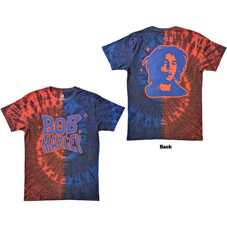 Bob Marley - Trippy Text - Red & Blue Tie Dye t-shirt