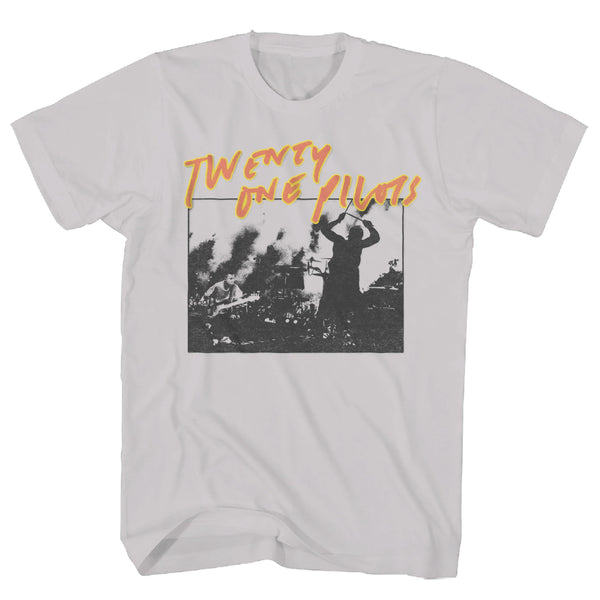 Twenty One Pilots Live Scribble Grey T Shirt Burning Airlines 