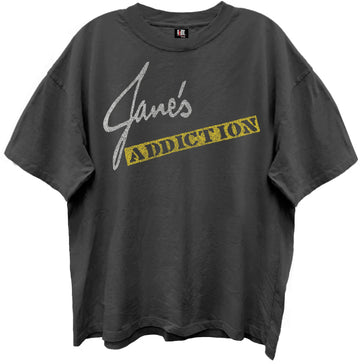 Jane's Addiction - Logo Collage - Black Enzyme Wash Retro Style t-shirt