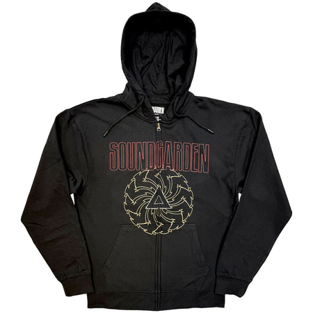 Soundgarden - Spiral & Logo - Black Zipped Hooded Sweatshirt