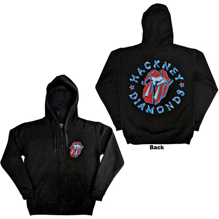 Rolling Stones - Hackney Diamonds Stars-Zip Black Hooded Sweatshirt