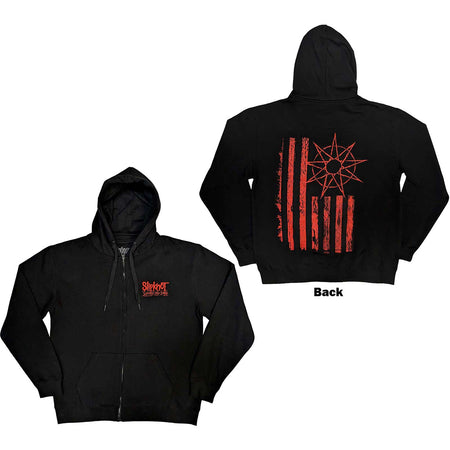 Slipknot - 9 Point Flag - Zip Black Hooded Sweatshirt